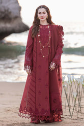 QALAMKAR - 3PC LAWN CHIKANKAARI EMBROIDERED SHIRT WITH ORGANZA EMBROIDERED DUPATTA AND TROUSER - HZG3102