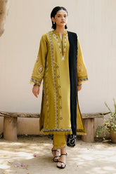 ZARA SHAH JAHAN - 3PC DHANAK EMBROIDERED SHIRT WITH DHANAK EMBROIDERED SHAWL AND TROUSER - HZG2327