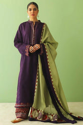 ZARA SHAH JAHAN - 3PC DHANAK EMBROIDERED SHIRT WITH DHANAK EMBROIDERED DUAPTTA AND TROUSER - HZG1389