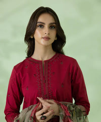 SAPPHIRE - 3PC DHANAK EMBROIDERED SHIRT WITH PRINTED DUPATTA & TROUSER - HZG1245