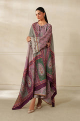 BAROQUE - 3PC KARANDI PRINTED SHIRT WITH KARANDI PRINTED SHAWL AND TROUSER - HZG3151