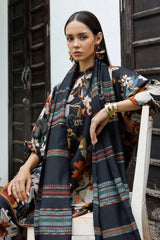 BAROQUE - 3PC KARANDI PRINTED SHIRT WITH KARANDI PRINTED SHAWL AND TROUSER - HZG3138