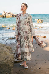 BAROQUE - 3PC KARANDI PRINTED SHIRT WITH KARANDI PRINTED DUPATTA AND TROUSER - HZU2514