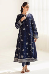 JAZMIN - 3PC DHANAK EMBROIDERED SHIRT WITH TWILL PRINTED SHAWL AND TROUSER - HZG2384