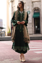CHARIZMA - 3PC DHANAK EMBROIDERED SHIRT TWILL PRINTED SHAWL AND TROUSER - HZG3159