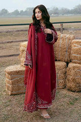 IZEL - 3PC LAWN EMBROIDERED SHIRT WITH COTTON NET EMBROIDERED DUPATTA AND TROUSER - HZG3105