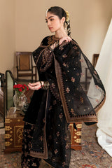 BAROQUE - 3PC VELVET EMBROIDERD SHIRT WITH VELVET EMBROIDERED TROUSER AND EMBROIDERED ORGANZA DUPATTA - HZG1350