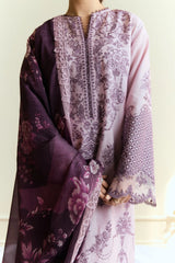 ZARA SHAH JAHAN - DHANAK EMBROIDERED SHIRT WITH TWILL PRINTED SHAWL AND TROUSER - HZG2284