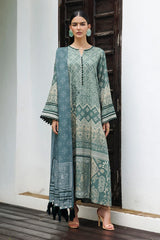 BAROQUE - 3PC KARANDI PRINTED SHIRT WITH KARANDI PRINTED SHAWL AND TROUSER - HZG3144