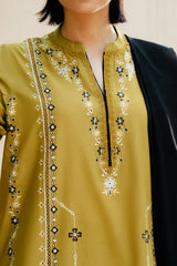 ZARA SHAH JAHAN - 3PC DHANAK EMBROIDERED SHIRT WITH DHANAK EMBROIDERED SHAWL AND TROUSER - HZG2327