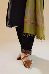 ZARA SHAH JAHAN - 3PC DHANAK EMBROIDERED SHIRT WITH TWILL PRINTED SHAWL AND TROUSER - HZG2318
