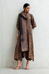 BAROQUE - 3PC KARANDI PRINTED SHIRT WITH KARANDI PRINTED SHAWL AND TROUSER - HZG3149