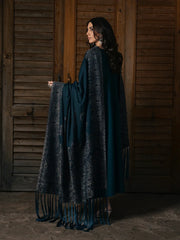 IZEL - 3PC DHANAK EMBROIDERED SHIRT TWILL PRINTED SHAWL AND TROUSER - HZG3158
