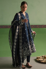 CROSS STITCH - 3PC DHANAK EMBROIDERED SHIRT WITH DHANAK EMBROIDERED SHAWL AND TROUSER - HZG2456