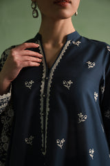CROSS STITCH - 3PC DHANAK EMBROIDERED SHIRT WITH DHANAK EMBROIDERED SHAWL AND TROUSER - HZG2456