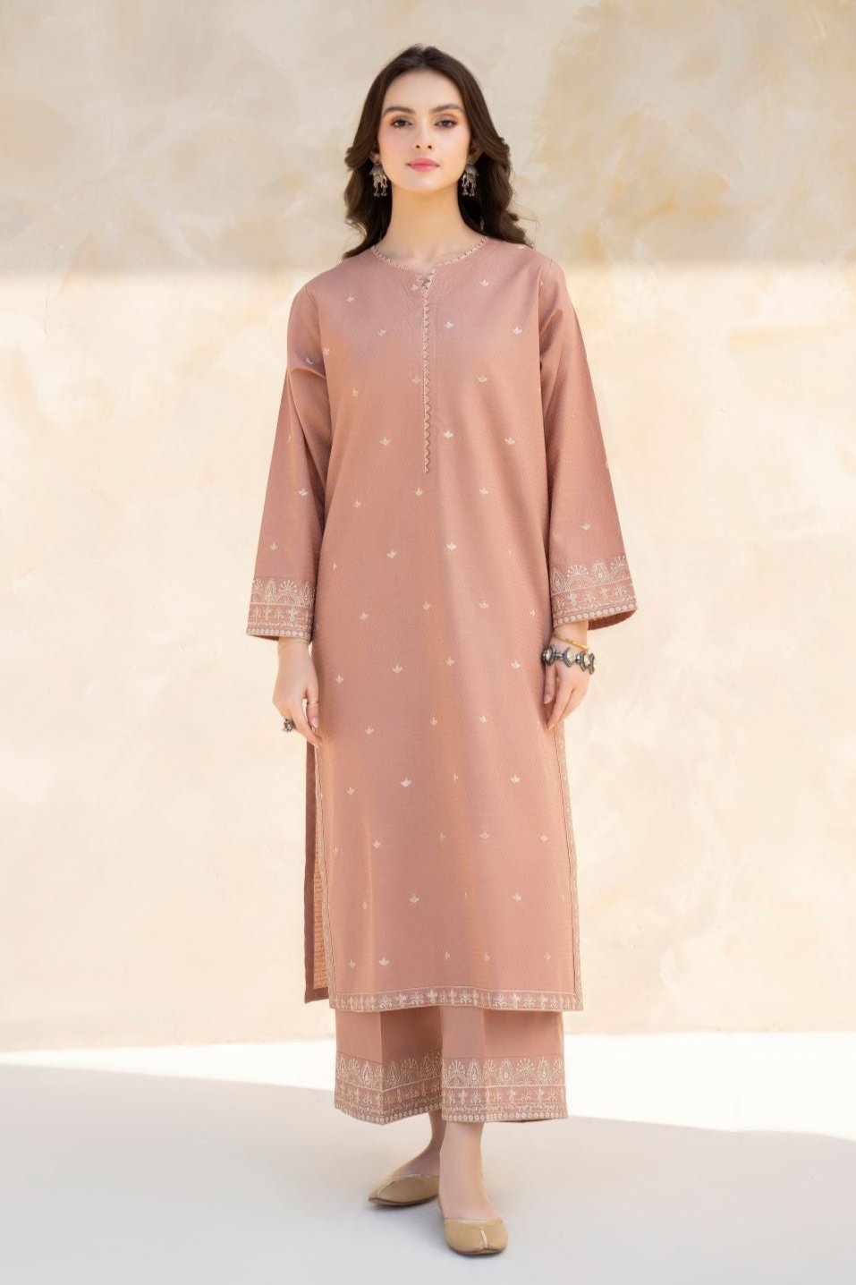 JAZMIN - 2PC DHANAK EMBROIDERED SHIRT WITH LAWN DHANAK TROUSER - HZG1849