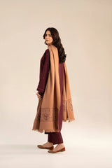 BATIK - 3PC DHANAK EMBROIDERED SHIRT DHANAK EMBROIDERED SHAWL AND TROUSER - HZG3171