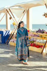 FLORENT - 3PC DHANAK EMBROIDERED SHIRT WITH TWILL PRINTED DUPATTA AND TROUSER - HZG2323