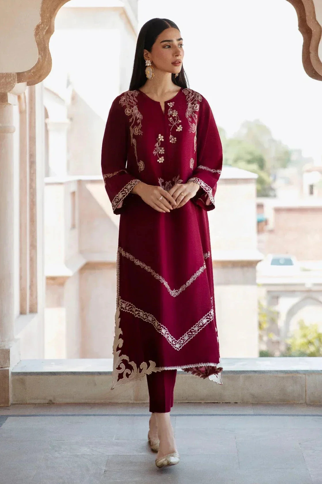 BATIK - 2PC DHANAK EMBROIDERED SHIRT AND TROUSER - HZG1796