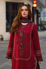 CHARIZMA - 3PC DHANAK EMBROIDERED SHIRT WITH TWILL PRINTED SHAWL AND TROUSER - HZG3177