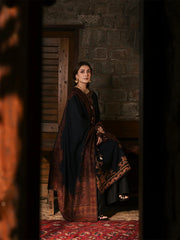 IZEL - 3PC DHANAK EMBROIDERED SHIRT TWILL PRINTED SHAWL AND TROUSER - HZG3161