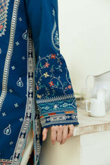 ZARA SHAH JAHAN - 3PC DHANAK EMBROIDERED SHIRT WITH TWILL PRINTED SHAWL AND TROUSER - HZG1653