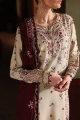 NUREH - 3PC DHANAK EMBROIDERED SHIRT DHANAK EMBROIDERED SHAWL AND TROUSER - HZG3164